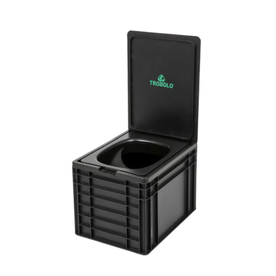 Mobile Trenntoilette TROBOLO BilaBox 2. Generation im kompakten schwarzen, Frontansicht
